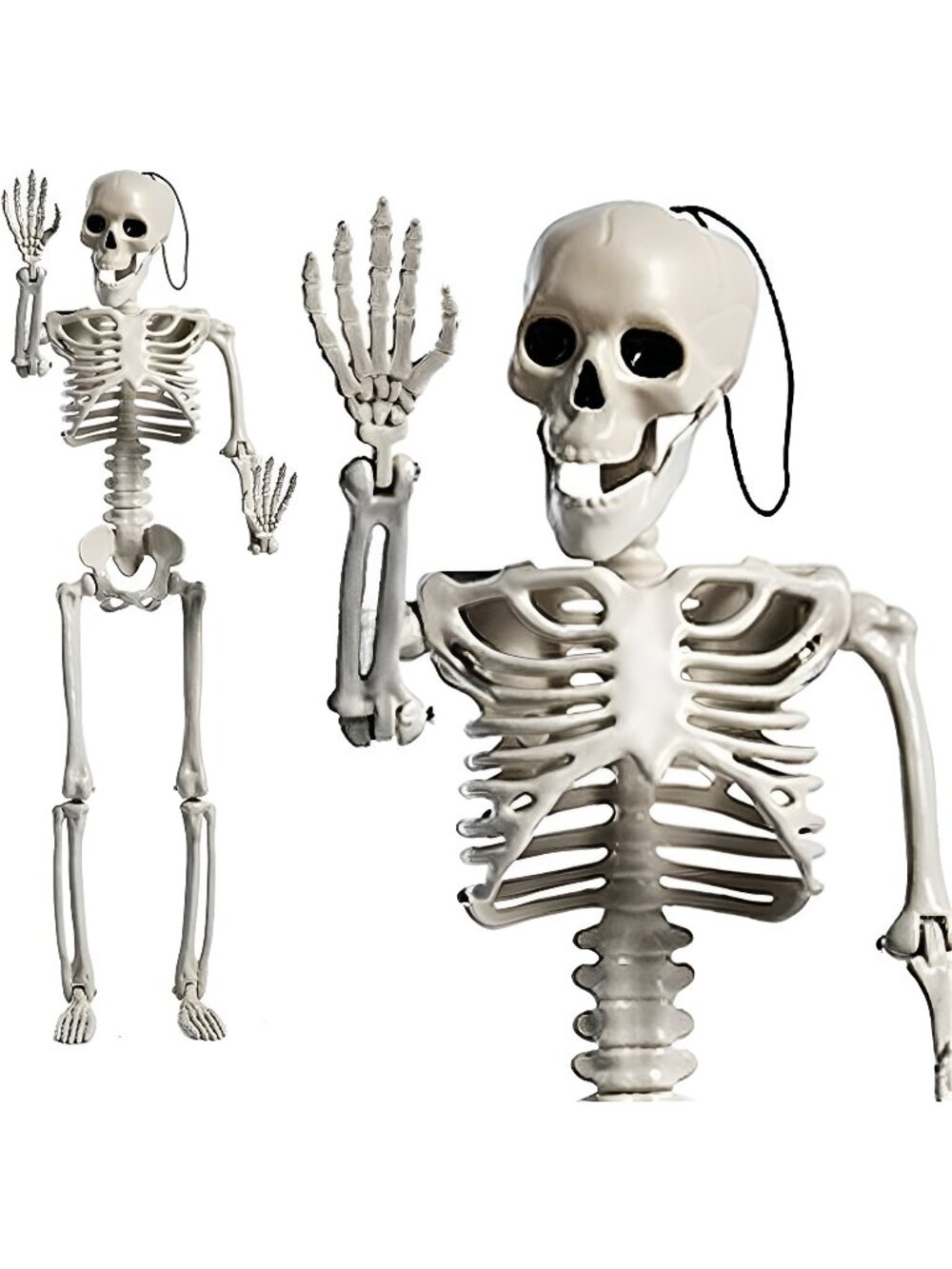 24 Inches Halloween Skeleton, LED Light Up Glowing Eyes Pose-N-Stay Halloween